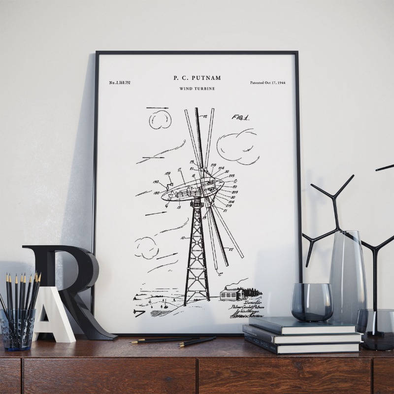 Oil Is Renewable Energy - 풍력 터빈 특허 포스터 프린트 캔버스